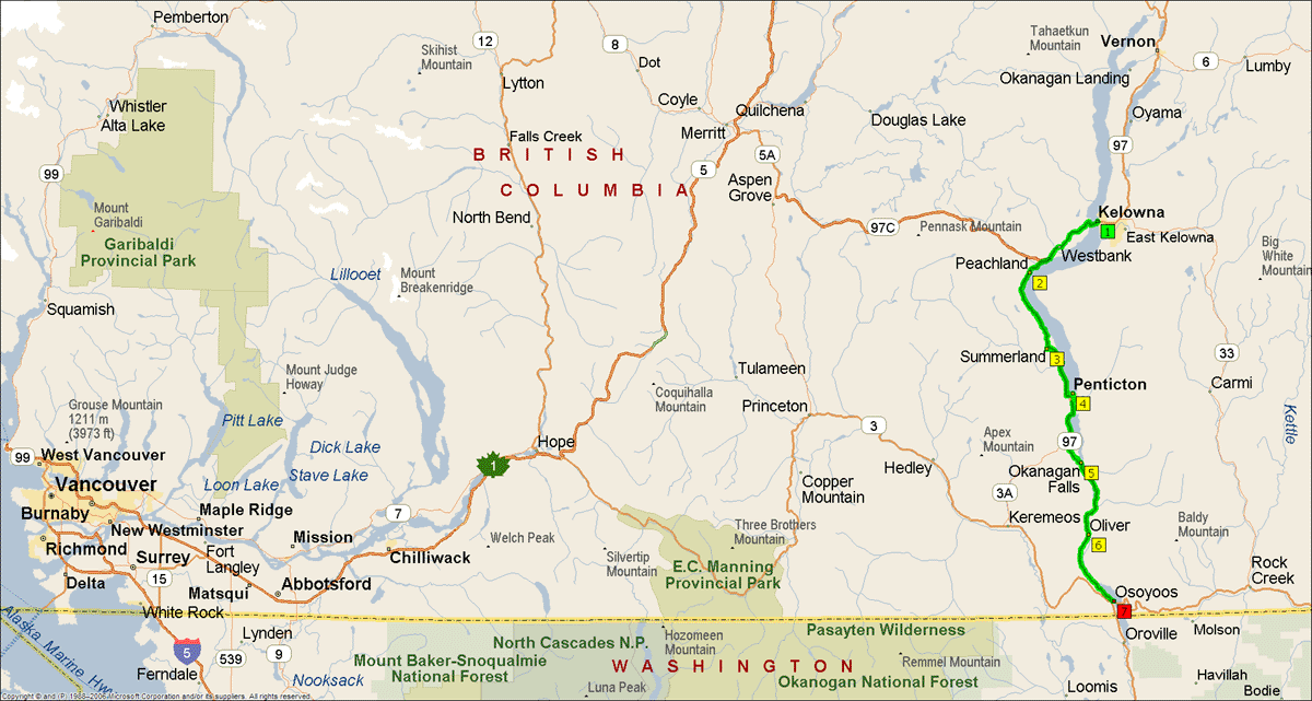 Osoyoos Travel Map