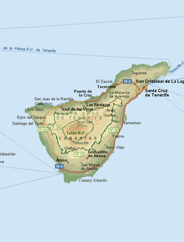 Tenerife, Canary Islands Travel Route