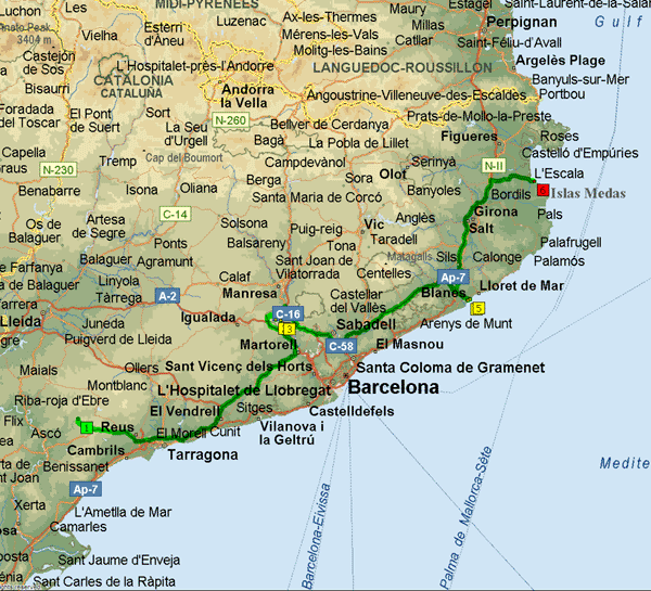 L'Escala Spain Travel Route